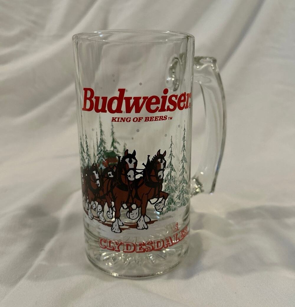 Vintage Budweiser Christmas Beer Mug from 1989